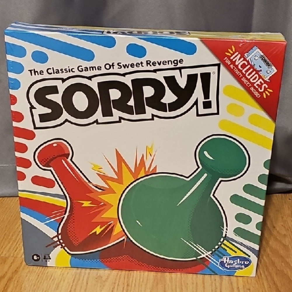 Hasbro Sorry! Game with Red, Green, Blue Design